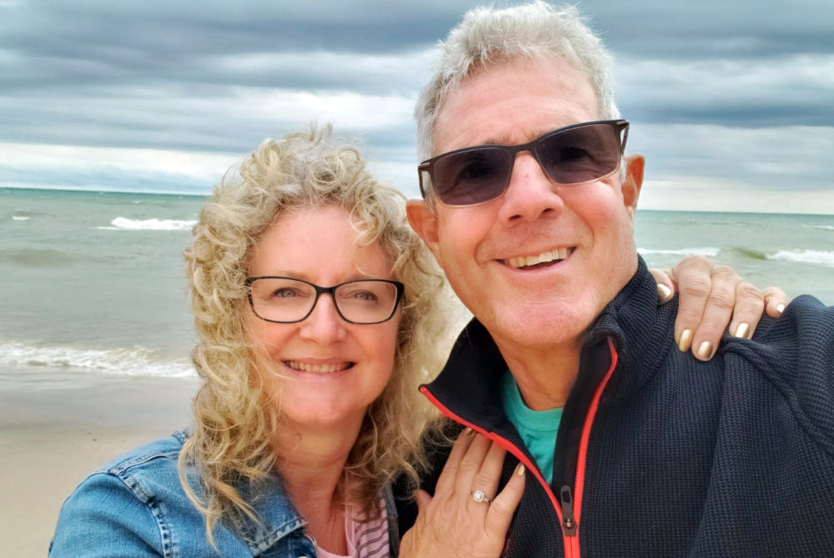 At Lake Michigan in the fall